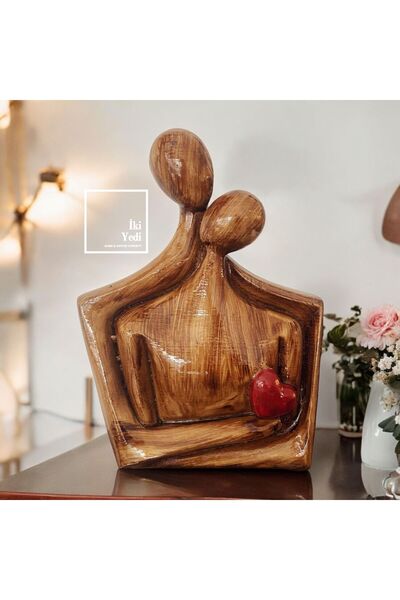77 Lovers 77-4 Aşıklar Figürü Kalpli Dekoratif Obje Sevgili Temalı Heykel Hed...