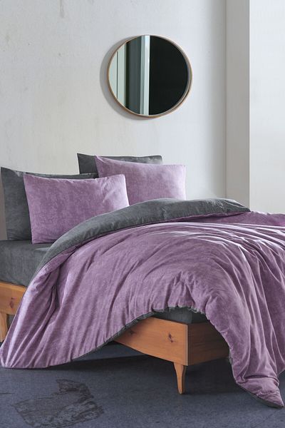 GARDEN ROOM طقم غطاء لحاف مفرد مع ملاءة مطاطية SHADE Plum