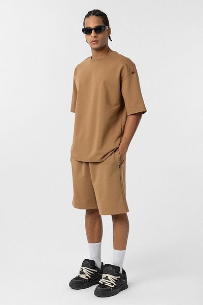 VAMOSCLO Basic Oversize Shorts Set Brown