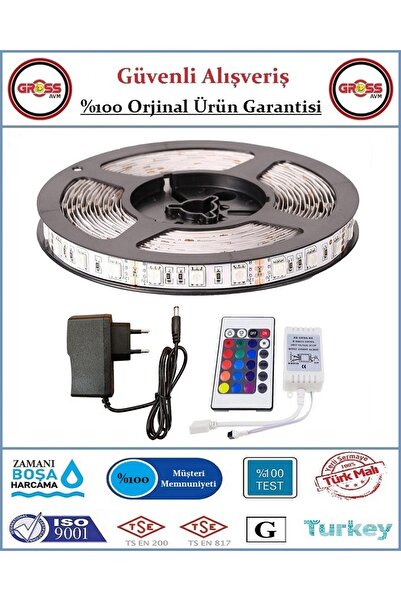 GrossAVM Rgb Animasyonlu Şerit Led - Kumandalı - Orjinal - 5 Metre