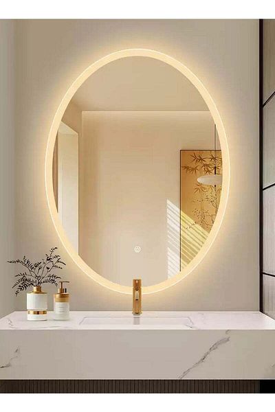 Taimi Oval Bathroom Mirror with LED Side Lighting and Touch Control 90 x 70 cm