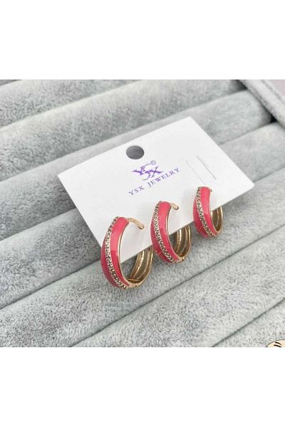 stainles steel Steel Enameled Triple Purple Ring Set Steel Earrings