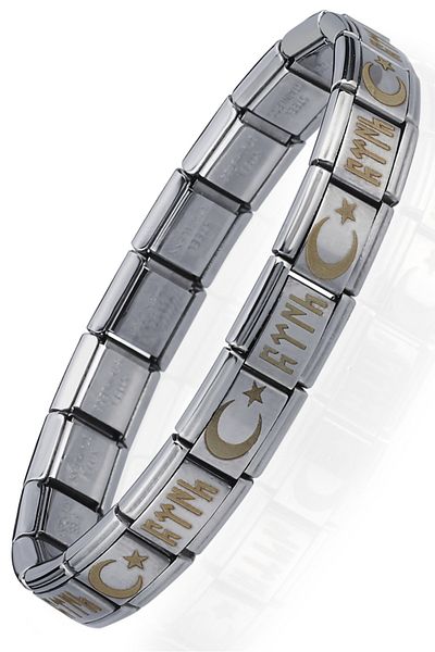 Takı Dükkanı Moon Starry Gokturkish Turkish Italian Charm Unisex Steel Bracelet Scb60