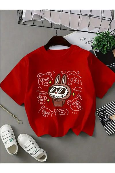 Touz Moda Cool Labubu Kids Design Unisex Oversize T-Shirt