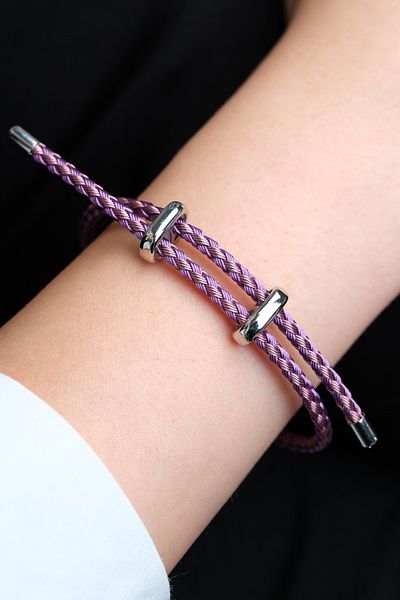 Jack Ferrero Silver Steel / Unisex Colorful String Bracelet (Adjustable)
