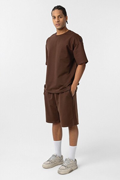 VAMOSCLO Basic Oversize Shorts Set Brown