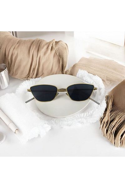 Mazzy Vintage Cat Eye Black Glass Women's Sunglasses