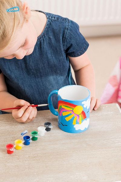 Kutaydan Design Your Own Mug Ovenable Acrylic Painting Set - Mug / Brush / 6 Colors Acrylic Paint