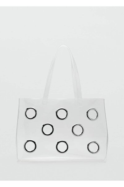 MANGO Woman Şeffaf tote çanta