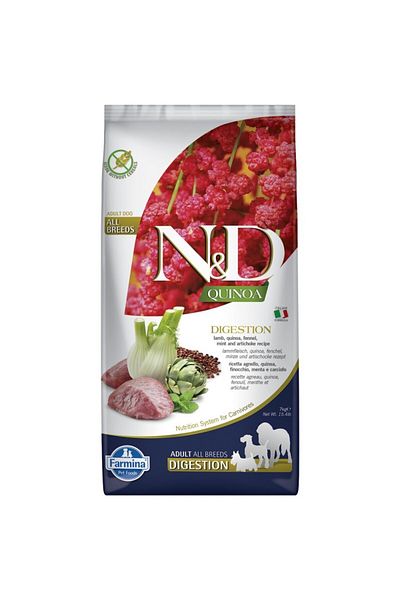 N&D Hrană uscată pentru câini N&D Quinoa Digestion cu miel, fenicul și mentă, 7 kg