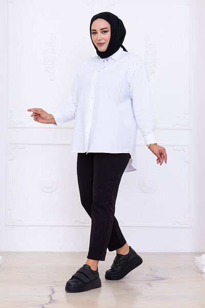 Patika Women's Plus Size Comfortable Shirt - White