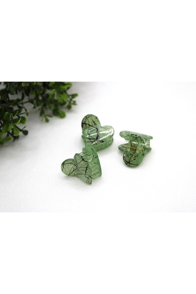 Tezcan Aksesuar مشابك شعر على شكل قلب بنمط مخطط (عبوة من 3 قطع)