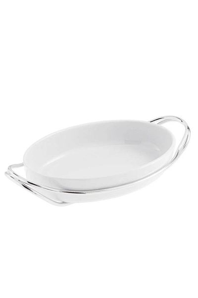 Sambonet Oval Porcelain Serving with Handle 35 cm