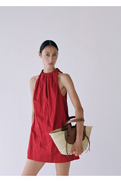 MANGO Woman Doğal lifli sepet çanta