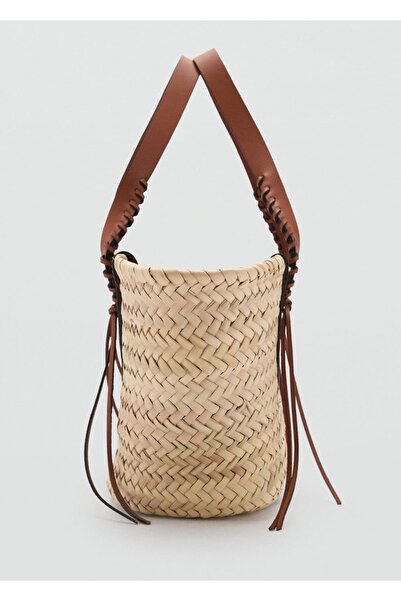 MANGO Woman Doğal lifli sepet çanta
