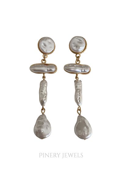 Pinery Jewels Amorphous Water Pearl Look Dangle Earrings Pair 9 cm (U. Light)