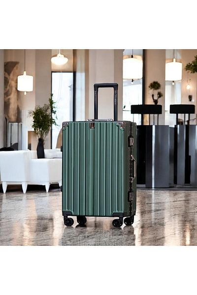 ZAAPPY Aluminum Framed Check In Luggage 24 Inch [ 20-25KG] With Durable PU Duffle Bag Combo