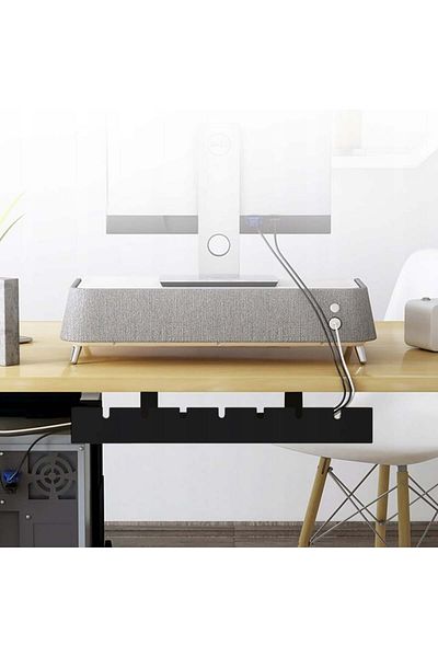 NewEvo Under Desk Cable Organizer, Power Cable Tray, Sturdy Metal, Size 50x12x9 Cm, Black