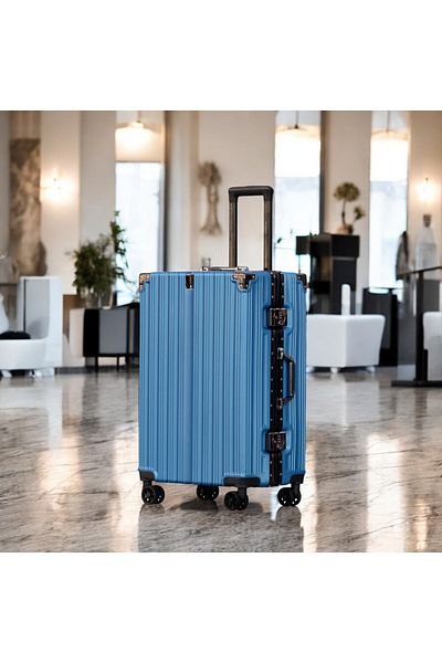 ZAAPPY Aluminum Framed Check In Luggage 24 Inch [ 20-25KG] With Durable PU Duffle Bag Combo