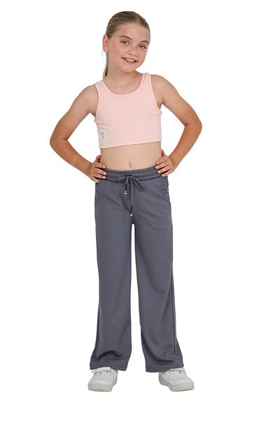 ERDEM KIDS Girls' Wide Loose Leg Palazzo Twist School Trousers with Elastic Waistband