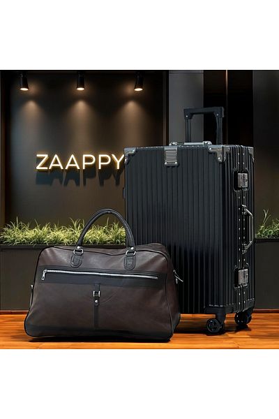 ZAAPPY Aluminum Framed Check In Luggage 24 Inch [ 20-25KG] With Durable PU Duffle Bag Combo