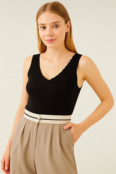 sole stories Women's Ladder Collar Strap Knitwear Blouse