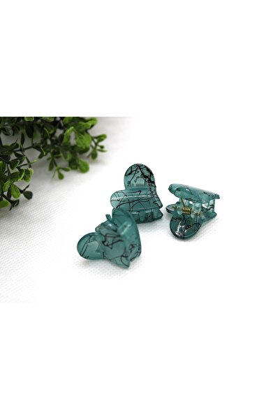 Tezcan Aksesuar مشابك شعر على شكل قلب بنمط مخطط (عبوة من 3 قطع)