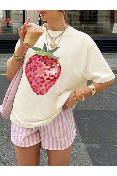 JANSO GROUP -Women's Cotton Printed Cake Lover Club Tshirt Oversize Large Size