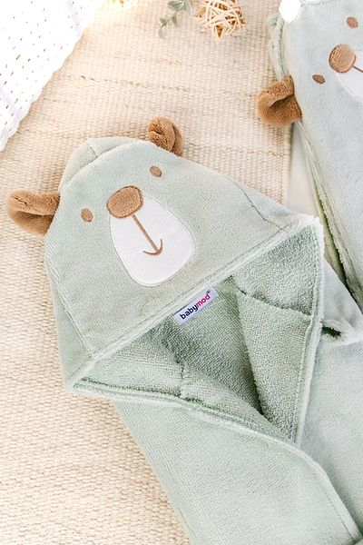 Babymod Antibacterial Baby Girl / Boy Bathrobe Set with Teddy Bear Figure