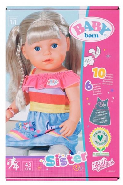 ZAPF CREATION Baby Born Soft Touch Sister Doll Blonde