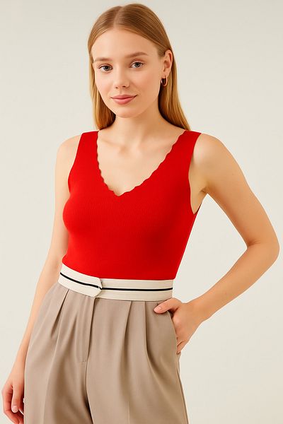 sole stories Women's Ladder Collar Strap Knitwear Blouse