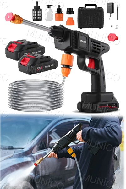 Munico Kablosuz Araba Yıkama Makinesi Yüksek Basınçlı Küçük Otomatik Su Tabancası Ev Şarj Edilebilir Yıkama