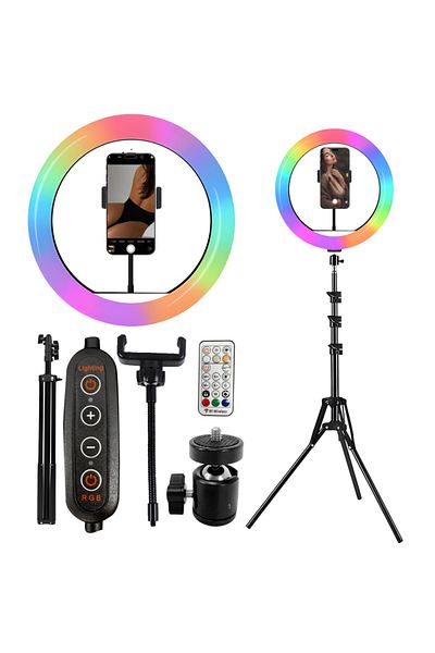 NewEvo Circular lamp RGB Ring Light NewEvo, Photo, MakeUp, YouTube, 60W, diameter 26 cm, RGB lighting