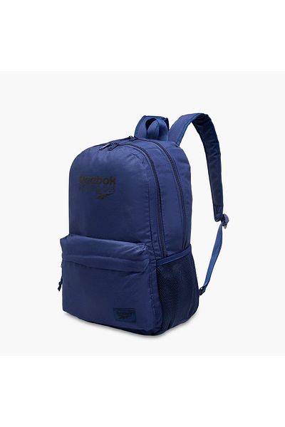 Reebok Melbourne Logo Print Backpack with Adjustable Straps and Zip Closure - 33x44x21 cms