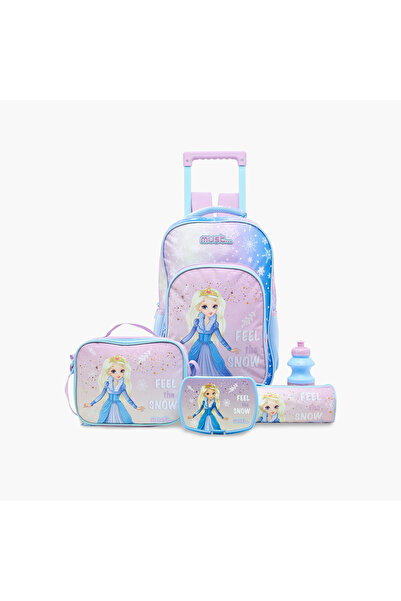 MUST 5-Piece Princess Print 16-inch Trolley Backpack Set - 43x30x13 cms