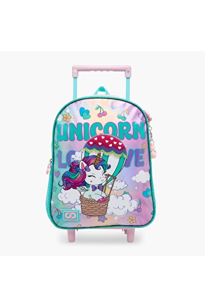 Sami Studio حقيبة ظهر بعجلات بطبعة يونيكورن مقاس 12 بوصة مع مقبض قابل للسحب -...