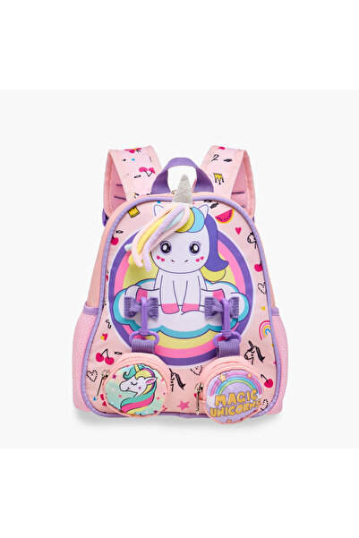 Supercute حقيبة ظهر بطبعة يونيكورن مع أحزمة كتف وحقائب قابلة للفصل - 26×10×28 سم