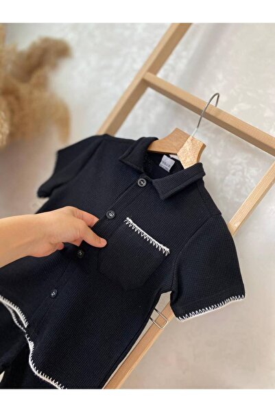 mandalinsbaby Boy's Stitched Shirt Shorts Set