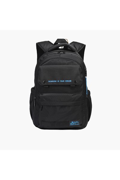 Atlas Typographic Print Backpack with Adjustable Straps and Zip Closure - 28x10x47 cms