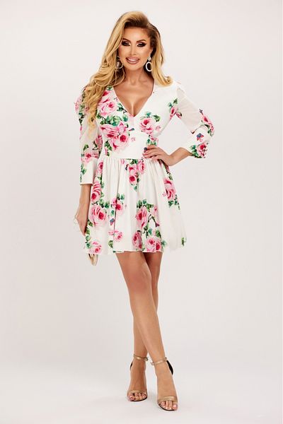 Atmosphere Fashion Rochie scurtă din voal cu imprimeu