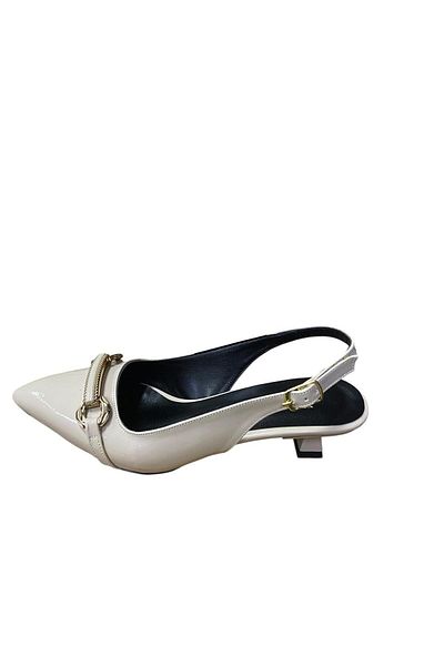WHİTE LİNE Women's Buckle Short Thin Heel Patent Leather Stiletto
