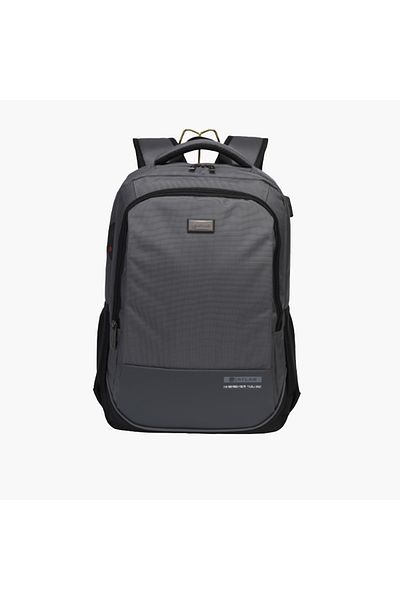 Atlas Logo Detail Backpack with Adjustable Straps and Zip Closure - 28x10x45 cms