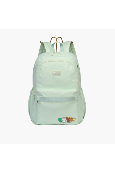 Atlas حقيبة ظهر مزينة بشعار مع أحزمة قابلة للتعديل وسحاب للإغلاق - 28×10×43 سم