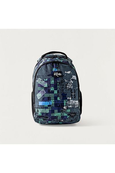 Kaos All-Over Abstract Print 18-inch Backpack with Adjustable Straps