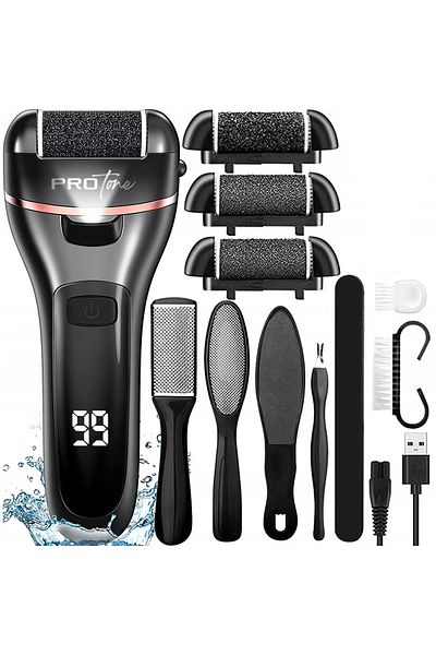 PROTONE Electric File Set For Soles And Heels, Digital Display, 1200 Mah Battery, 2 Speeds, 2000 Rpm