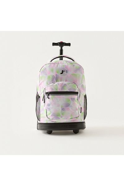 J World Printed 18-inch Trolley Backpack with Wheels - 21x32x46 cms