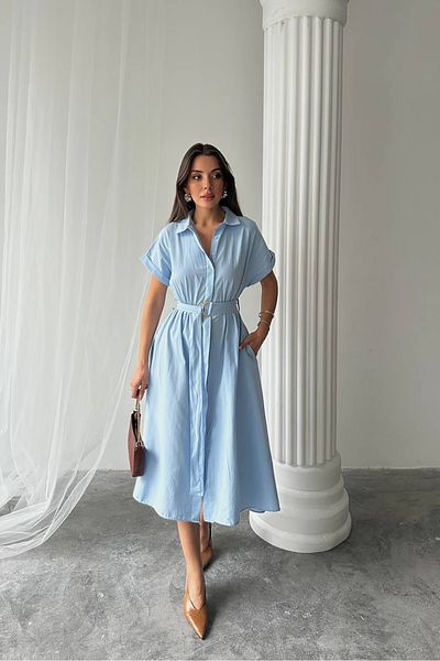 Neşeli Butik Women's Poplin Fabric Shirt Dress Nbg094