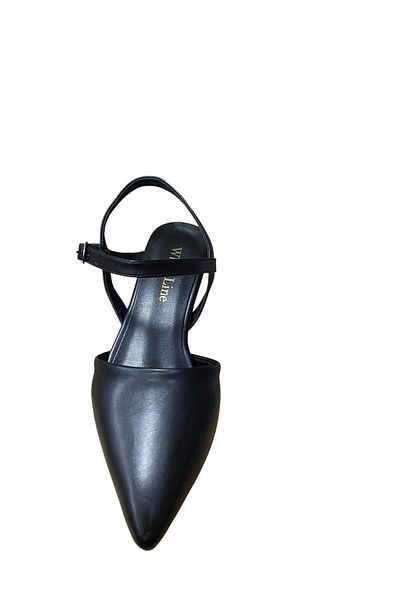 WHİTE LİNE Women's Open Back Closed Toe Short Goblet Heel Stiletto