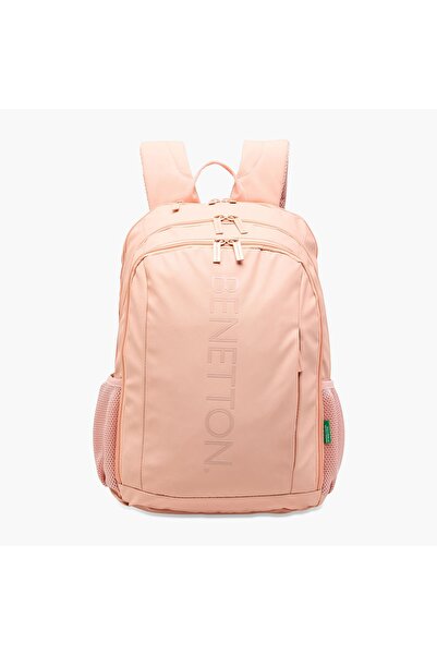 United Colors of Benetton UCB Logo Embossed Backpack with Adjustable Straps and Zip Closure - 44x30x16 cms