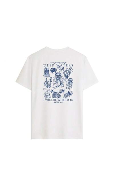 SVART WEAR Tricou drăguț cu imprimeu cu viață marină, stil confortabil de vac...